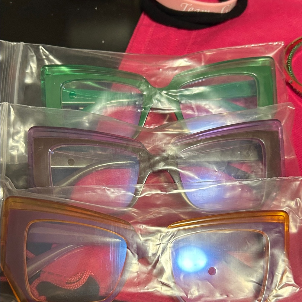 Set of Three Colorful Oversized Non Prescription Glasses